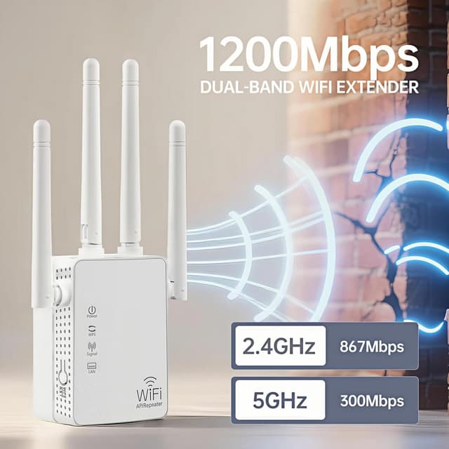 Detalle 2 de AILKIN WiFi Repeater 1200Mbps Dual Band