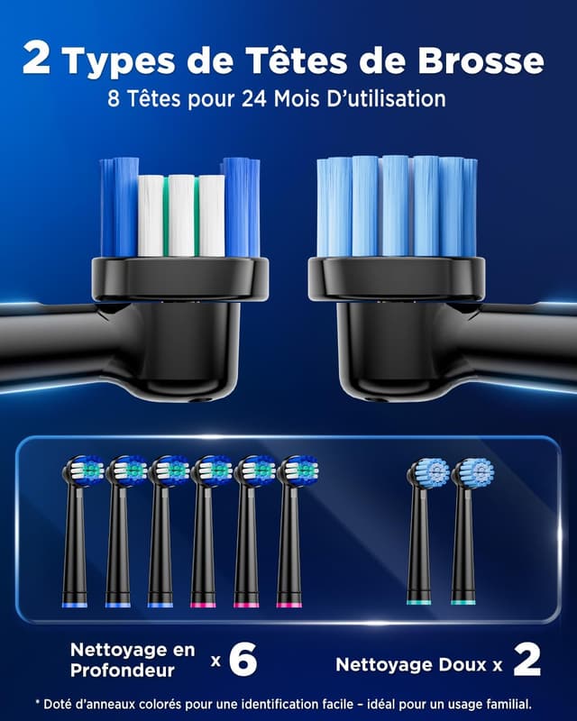 Detalle 2 de YTEATH PRO brosse à dents électrique 8 têtes