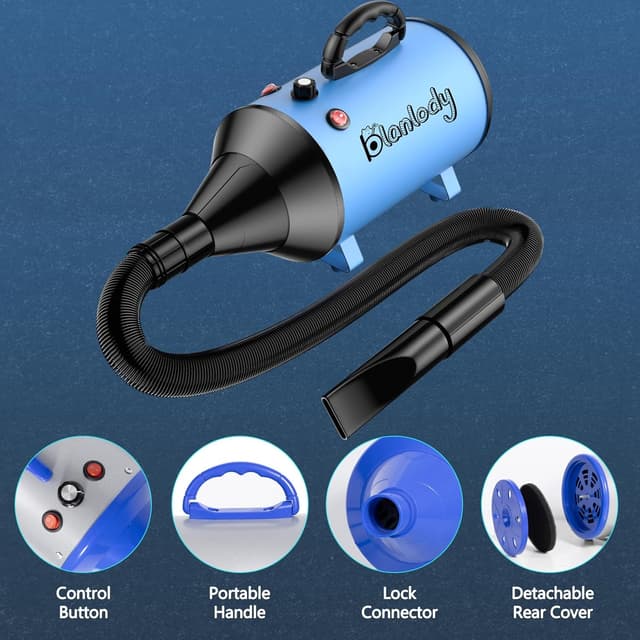 Detalle 2 de Blanlody Dog Hair Dryer Blaster 3800W Pet Grooming Hair Dryer with 4 Nozzles