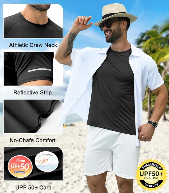 Detalle de Boyzn men’s UPF 50+ rash vest (1 or 3 pack) for swimming, surfing and outdoor days