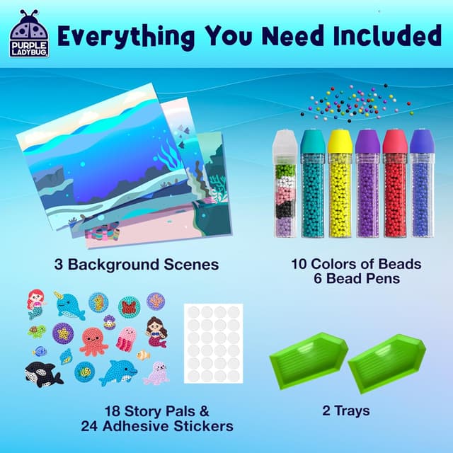 Detalle de PURPLE LADYBUG My BeadStories Magical Bead Painting Ocean Kit (Ages 6–8)