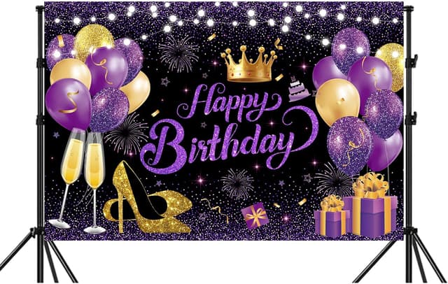 Thumbnail 5 de YinQin 63 PCS purple gold birthday balloon set