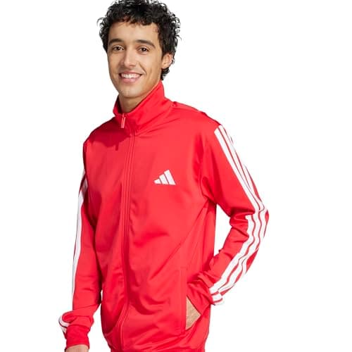 Detalle 2 de adidas Hombre Sportswear Basic 3 Stripes Tricot Tracksuit (pure ruby/white) talla M