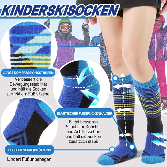 Detalle de Kinder Merino Skisocken von ANTSANG 3 Paar