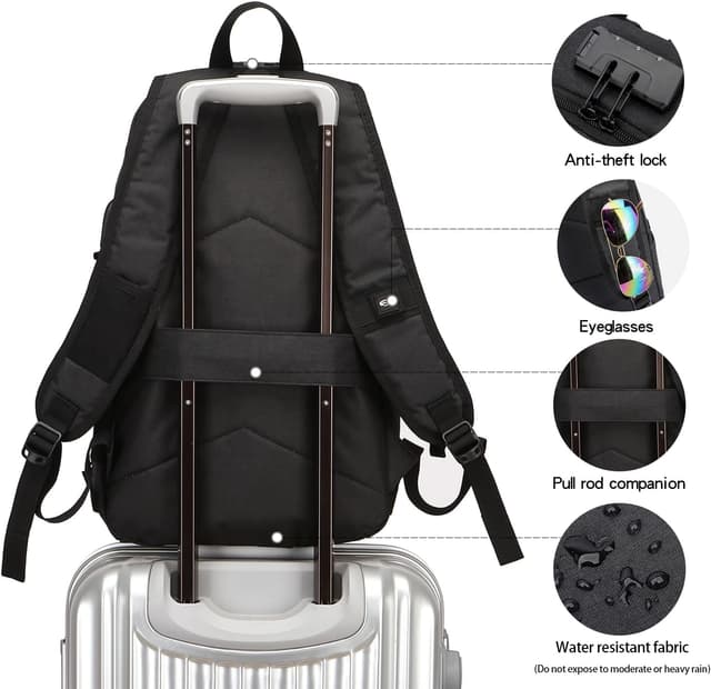 Thumbnail 4 de WENIG Laptop Rucksack Herren Anti-Diebstahl Laptoptasche 15.6 Zoll für Arbeit mit USB Ladeanschluss Business Reisen für Männer Notebook wasserdichte Schulrucksack Jungen Teenager Schwarz
WENIG Laptop Rucksack Herren Anti-Diebstahl Lap…