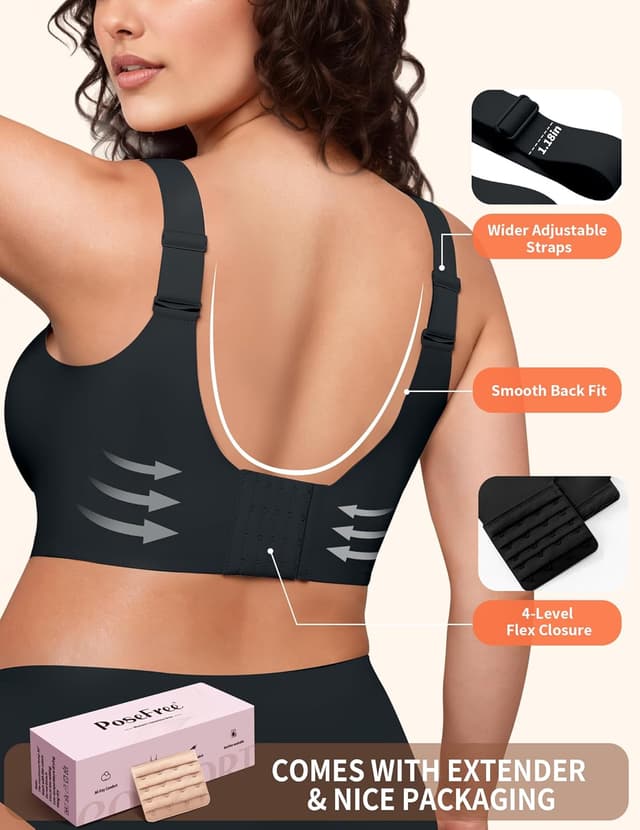 Detalle de PoseFree Wireless Support Bra for Women - Seamless Comfort full coverage 🧷