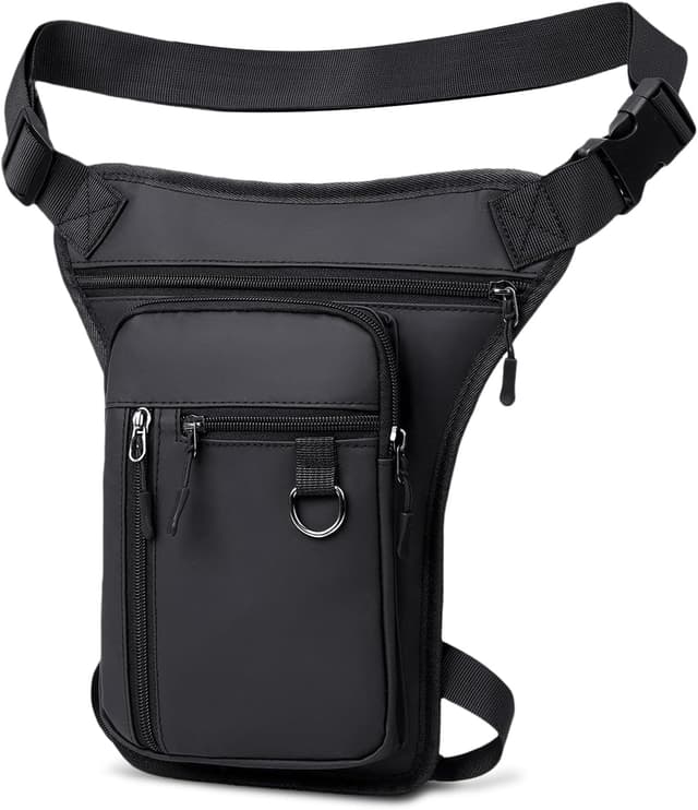 Detalle de flintronic Beintasche fürs Motorrad & Outdoor – wasserdichte Multitasche mit verstellbaren Gurten (Schwarz)