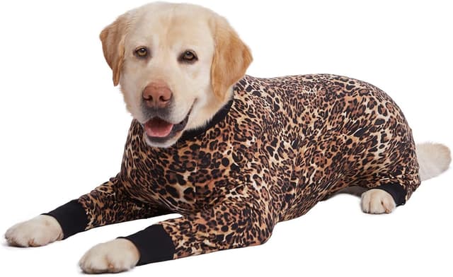Detalle de Blue Dream Island Leopard Dog Pajamas Jumpsuit (Lightweight Cotton) for Medium & Large Dogs