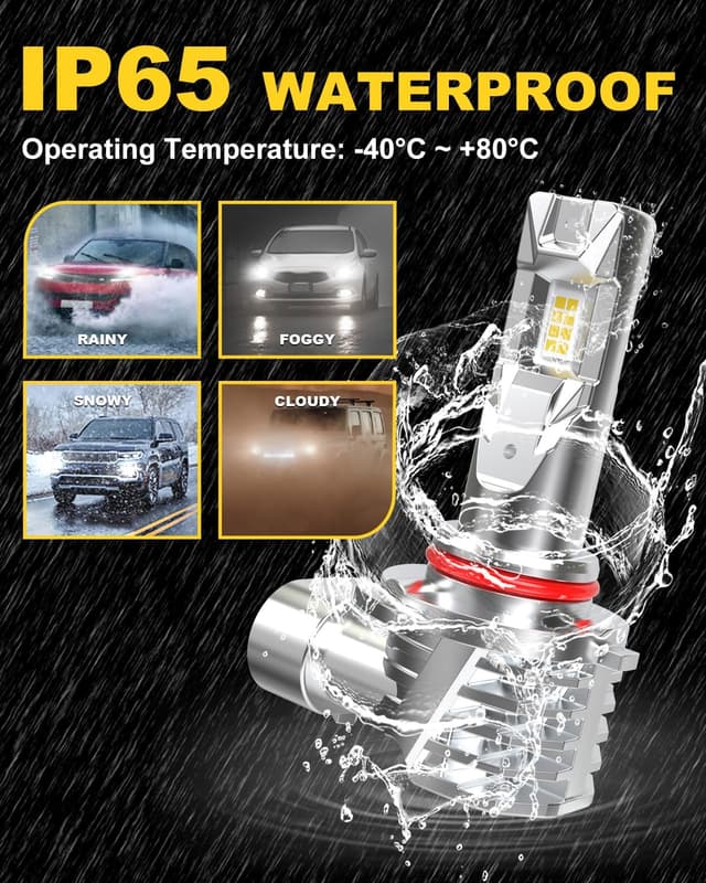 Thumbnail 6 de KATUR HB3 LED Headlight Bulbs (9005) 6000K, fanless waterproof plug-and-play conversion kit, pack of 2