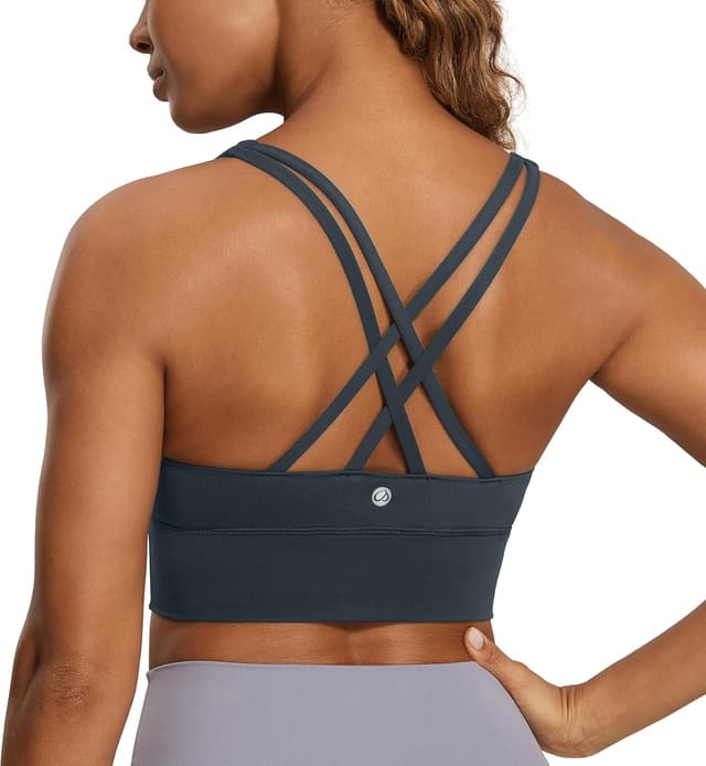 Detalle de CRZ YOGA brassière de sport longue sans fil à bretelles croisées, coussinets intégrés amovibles
