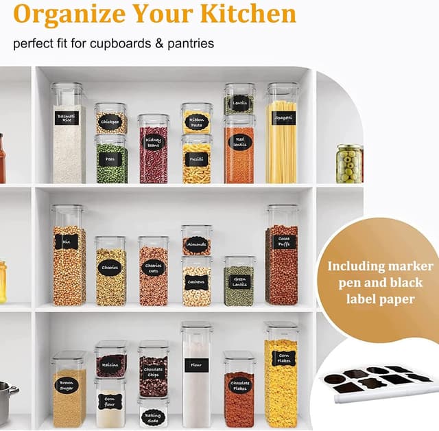 Detalle de stusgo 42er Pack versiegelte Vorratsdosen mit Deckel – transparente Kunststoff-Behälter für Mehl, Zucker & Co.