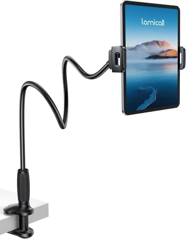 Detalle de Lamicall Schwanenhals Tablet-Halterung für Bett & Tisch (85 cm) – 360° drehbar, für iPad & 4,7–13