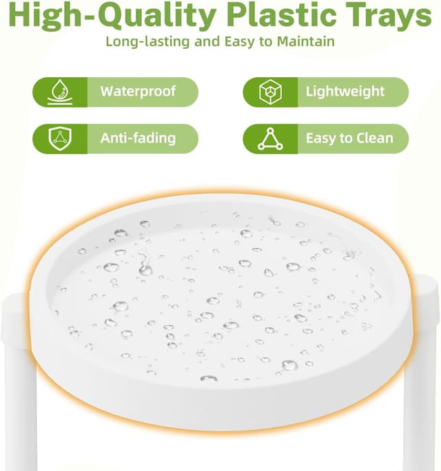 Detalle de iDavosic.ly Pflanzenständer Metall & Kunststoff mit 5 Ebenen (weiß) – Blumenregal für Balkon, Terrasse & Wohnzimmer