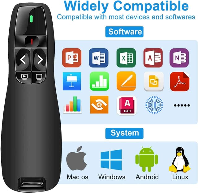 Thumbnail 5 de Presenter wireless ergonomico per slide 2.4GHz