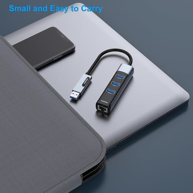 Detalle 1 de BENFEI Adattatore USB-C 2 in 1 Ethernet 1 Gbps