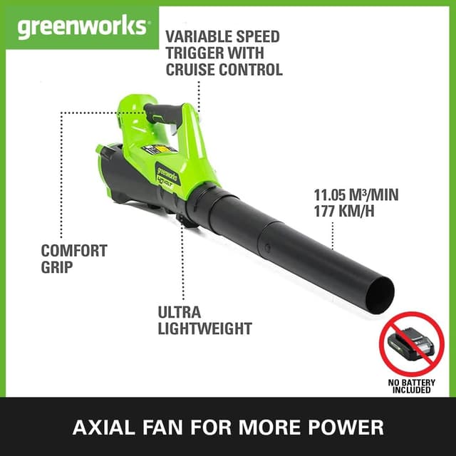 Detalle 2 de Greenworks 40V Cordless Leaf Blower with Cruise Control