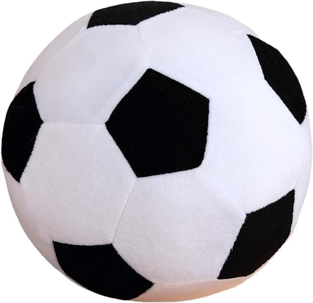 Detalle de AOQI Fluffy Stuffed Soccer Ball Plush Pillow (Black/White, 7.8 in / 20 cm)