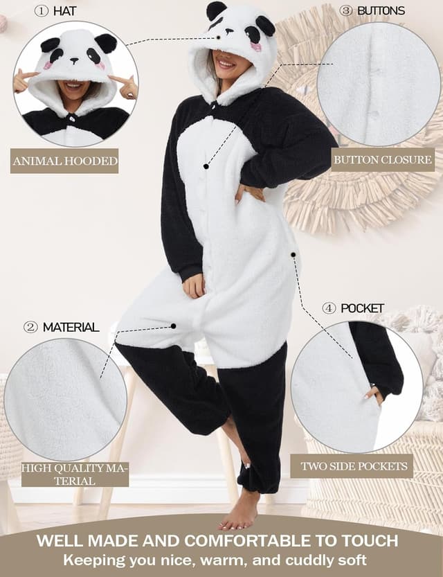 Detalle de Pyjama barboteuse/onesie adulte unisexe en flanelle Chuangminghangqi (combinaison chaude avec capuche)