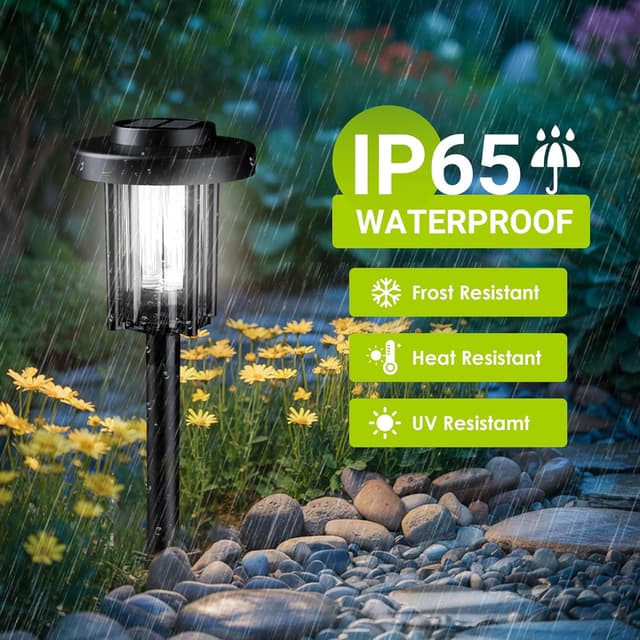 Detalle de Solpex Solar Lights Outdoor 6-Pack LED Garden Pathway Lights (Cold White, Waterproof IP65)