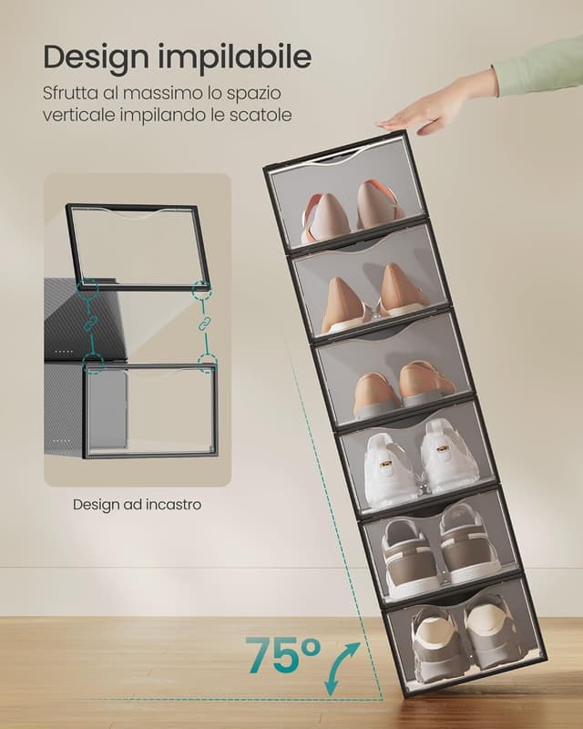 Thumbnail 4 de SONGMICS Scatole Contenitori Scarpe 18 pezzi 33,2x23x14,5 cm