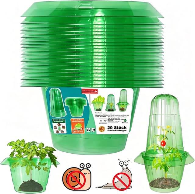 Detalle de Emyimom 20er Schneckenschutzring (Schneckenkajak) – 24 cm Durchmesser, zum Einstecken in die Erde