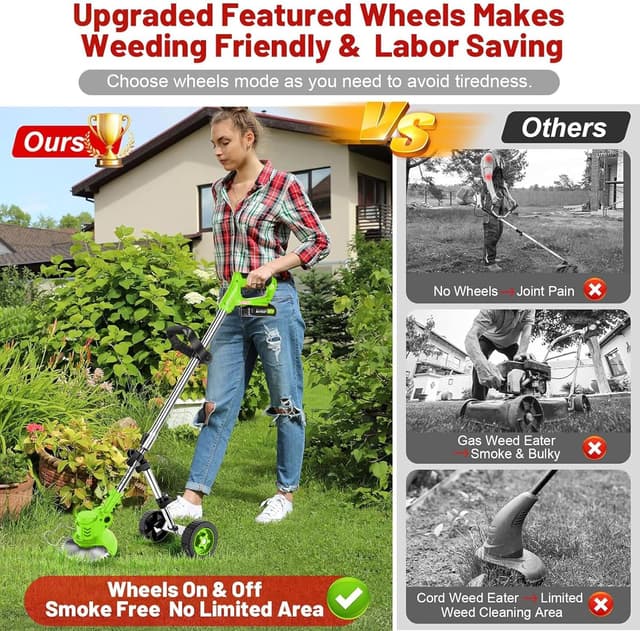 Thumbnail 3 de Electric Cordless 21V Grass Strimmer 2x2000mAh