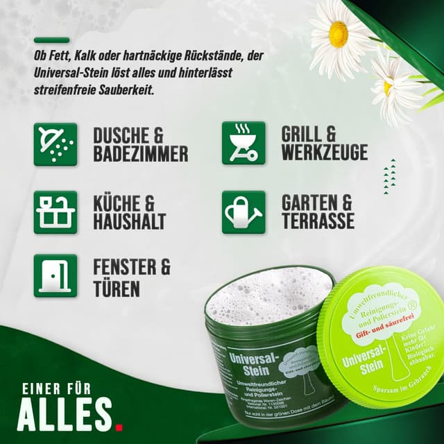 Detalle de Universal-Zielinsky Universal-Stein (grüner Stein) als Putzstein in der Haushaltsdose – 900 g