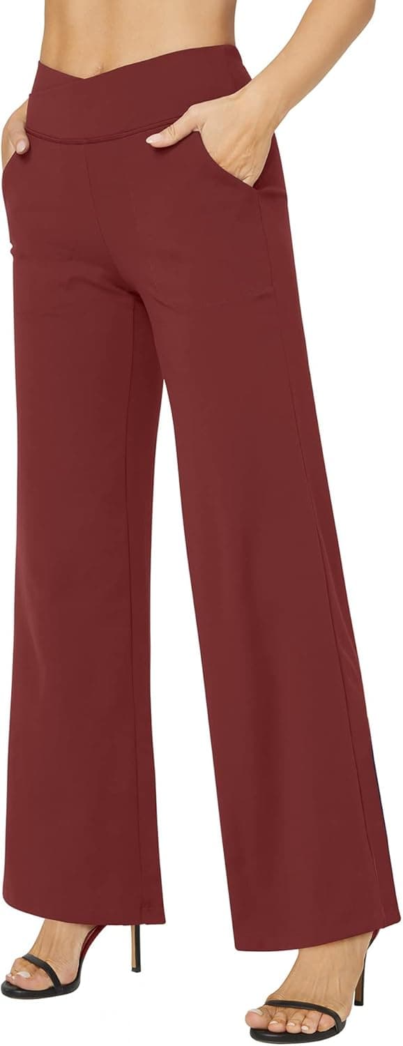 Detalle de G4Free Yogahose Damen Weite Jogginghose mit Taschen – elastisch, gerade/leicht Schlag, Bauchkontrolle