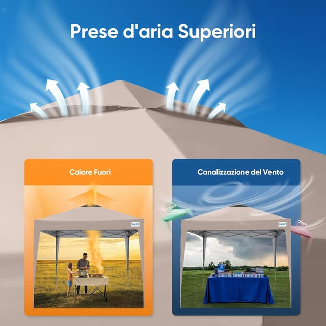 Detalle de Quictent Gazebo pieghevole portatile 3x3 m con borsa da trasporto, beige