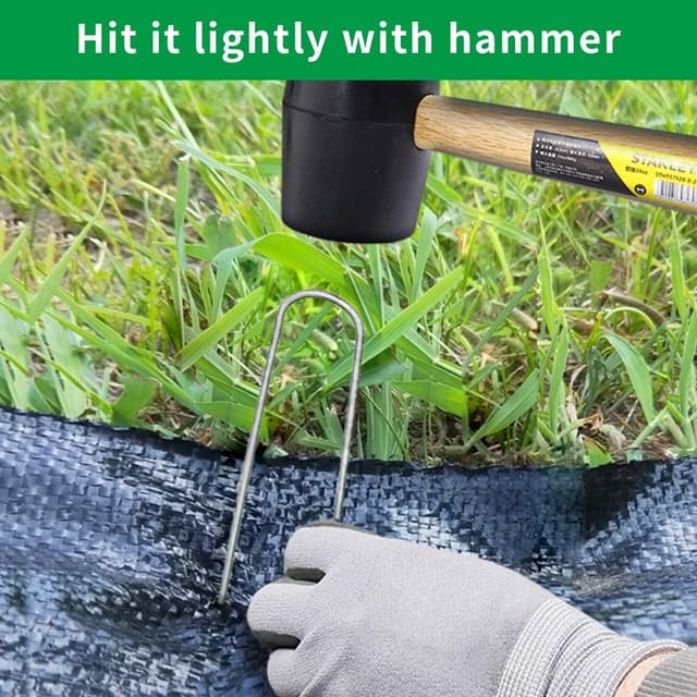 Thumbnail 6 de iropro Pack of 50 x 150mm U-Shaped Heavy Duty Weed Membrane Pegs (Galvanised Steel)