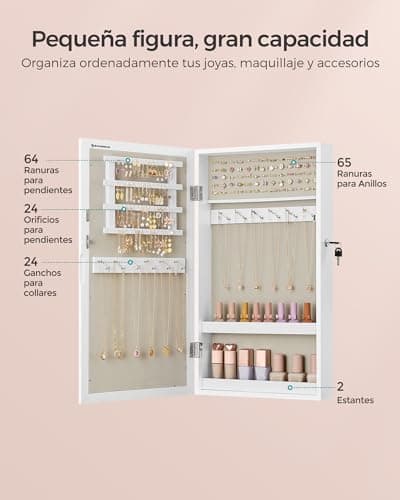 Detalle de SONGMICS armario joyero de pared 10x37x67