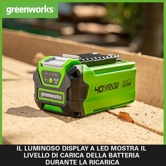 Detalle 2 de Greenworks G40B2 40V 2Ah lithium-ion battery with 2-year warranty