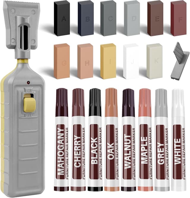 Detalle de Laminat Reparaturset mit Schmelzwerkzeug: Vinyl Reparaturset mit 11 Hartwachs-Farben