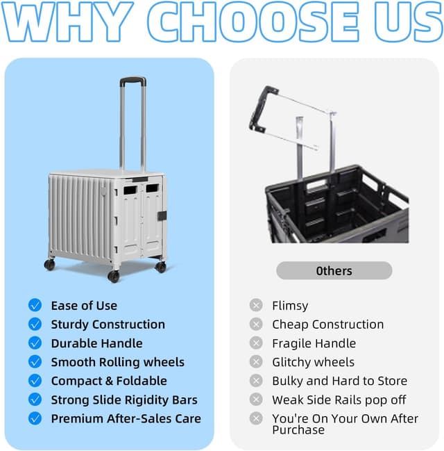 Thumbnail 4 de TODAYGO Folding Utility Cart 4-Wheel Collapsible Rolling Crate