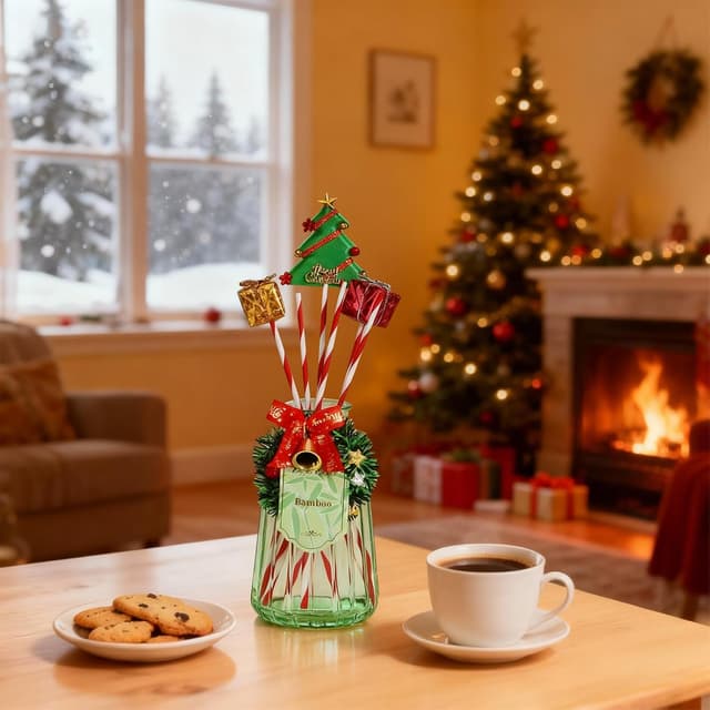 Detalle de DIUFJAG Lot de 2 diffuseurs parfumés 180 ml avec 12 bâtonnets de roseau (Cèdre/Bambou)