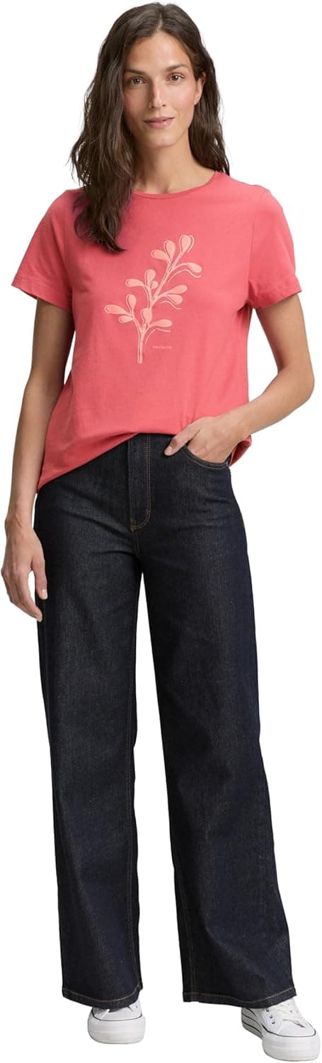 Detalle 2 de Tom Tailor 1047837 T-Shirt Donna in jersey di cotone biologico con stampa floreale