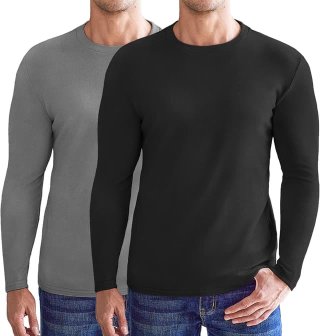 Detalle de Ekouaer Men’s Thermal Top (Long Sleeve) – Fleece-Lined Base Layer, 1pk or 2pk