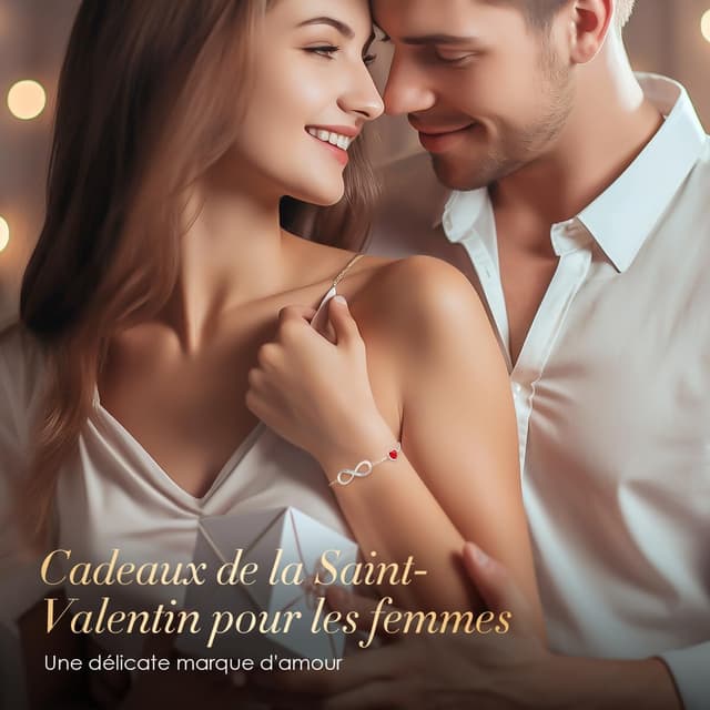 Detalle de Bracelet femme LOUISA SECRET en argent 925 forme cœur & infini, réglable