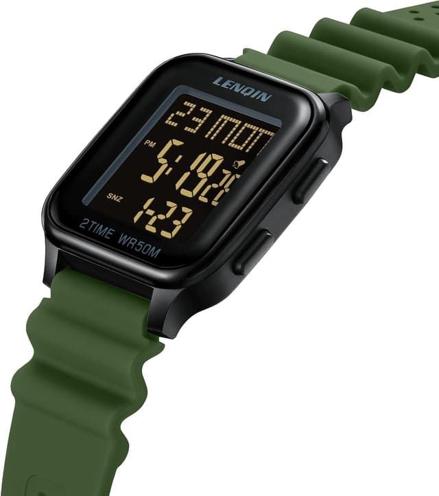 Detalle de LN LENQIN Herren Digitaluhr mit Alarm, Stoppuhr und LED-Hintergrundbeleuchtung (30 m wasserdicht)