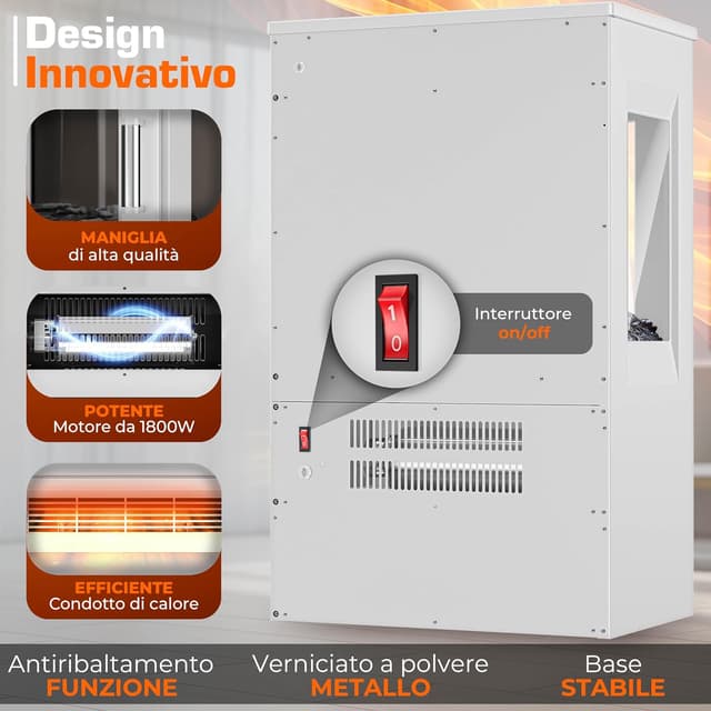 Thumbnail 6 de TRESKO Camino elettrico con riscaldamento 1800 W