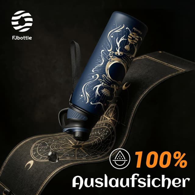 Detalle de Fjbottle Sport-Trinkflasche aus Edelstahl (1000 ml) mit magnetischem Deckel – auslaufsicher & BPA-frei