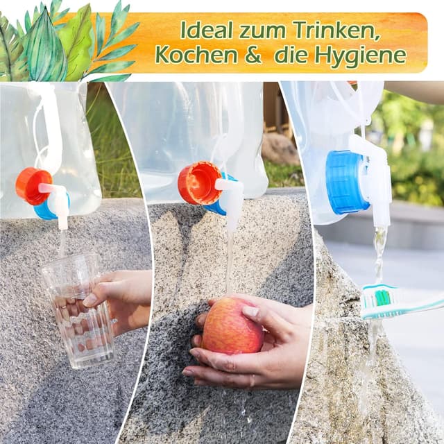 Detalle 2 de Wasserkanister falten mit Hahn 80 Prozent