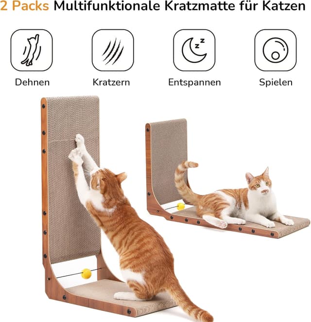 Detalle 2 de FUKUMARU Kratzbrett 68 cm L‑Form für Katzen