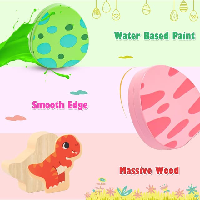 Detalle 2 de LZDMY Montessori Spielzeug ab 1 Jahr – Dino Eier Steckspiel aus Holz für Motorik & Sortieren