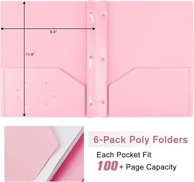 Detalle 2 de EEHZTSI 60-Pack 2-Pocket 3-Prong Folders 9.4x11.6"