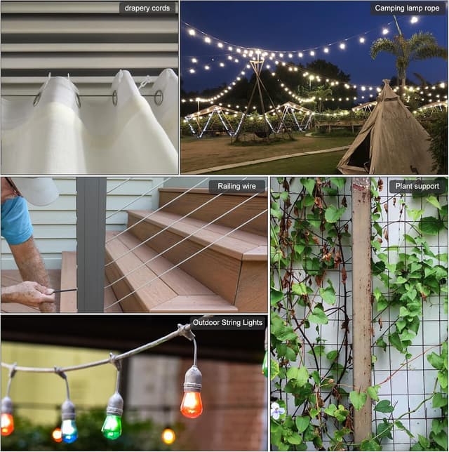 Thumbnail 6 de SHBAOCH Garden Wire Trellis Kit with 20m Stainless Steel Cable, PVC Coating & M4 Turnbuckles