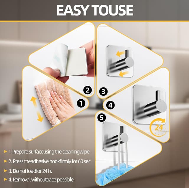 Thumbnail 2 de Motswedi Ganci Adesivi 5 pezzi in acciaio inox