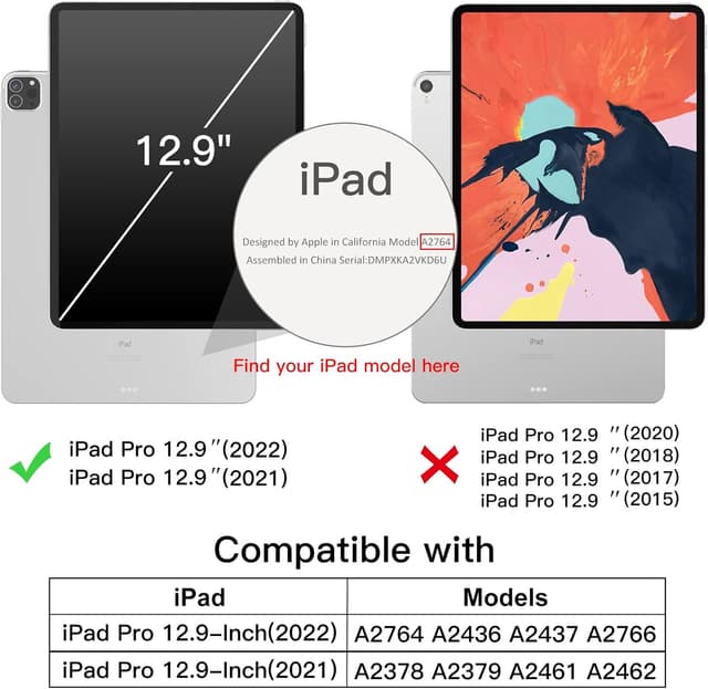 Detalle de JETech Hülle für iPad Pro 12,9 Zoll (6./5. Gen, 2022/2021) mit Pencil-Aufladung & Auto Schlaf-/Wach, Schwarz