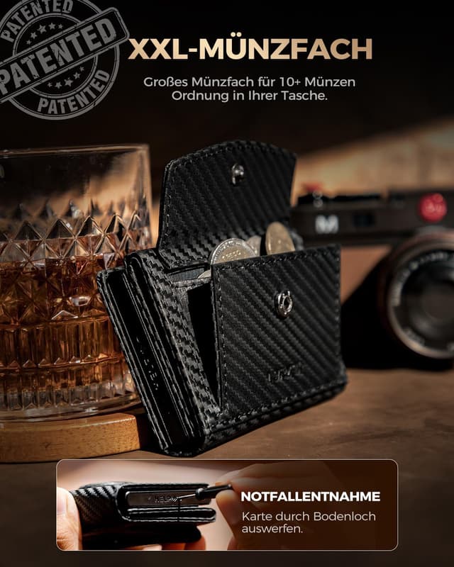 Detalle 2 de LORZOR AirTag Wallet Slim mit XXL Münzfach