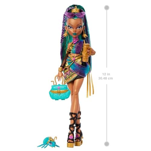 Detalle de Monster High Nefera De Nile (JDR48), momia con Lavish y 7 accesorios para juego de rol